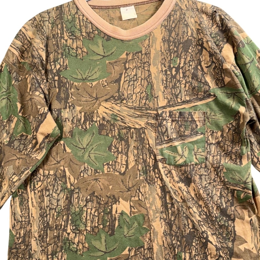 Vintage Rebark Y2K Treebark Camo Shirt Brown Pocket Grunge Gorpcore USA L
